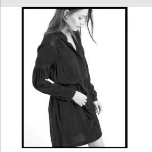 Gap Lace Detail Black Belted Shirt Dress